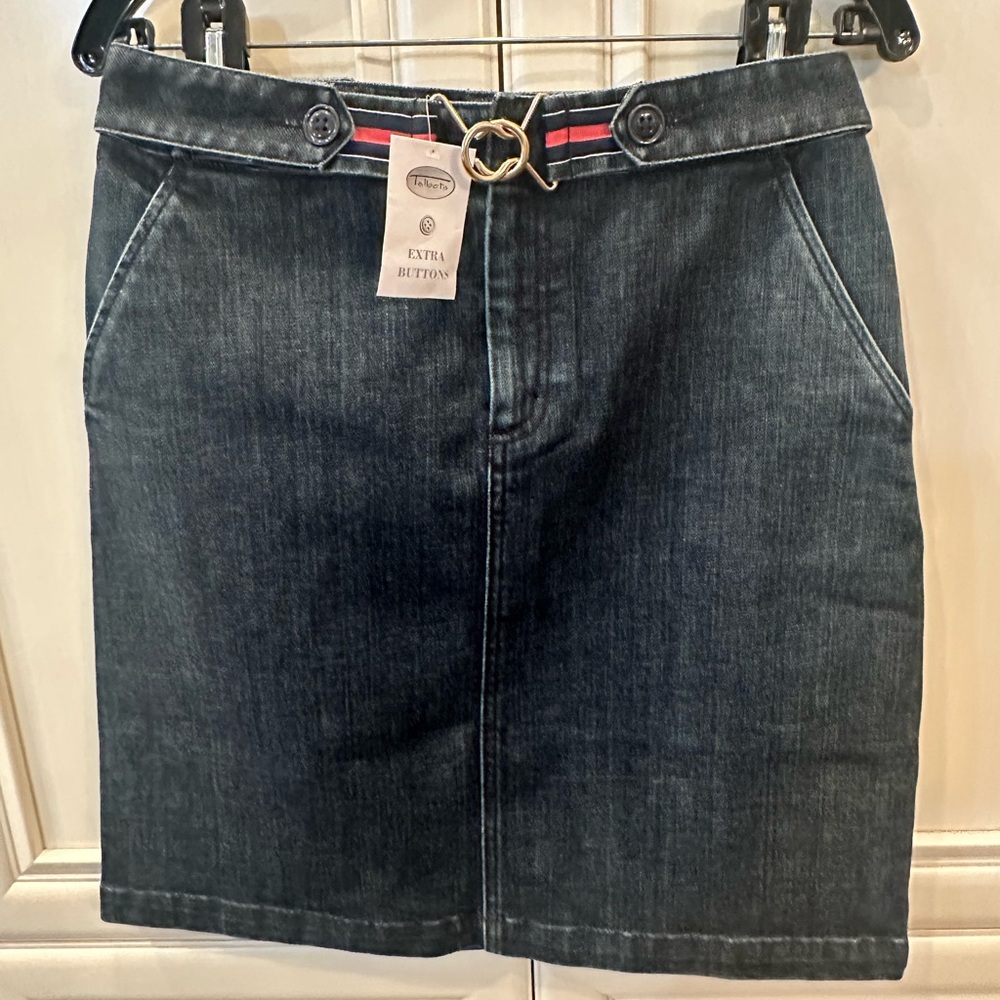 NWT Talbots Dark Blue Denim Pencil Skirt, stretch, size 6
